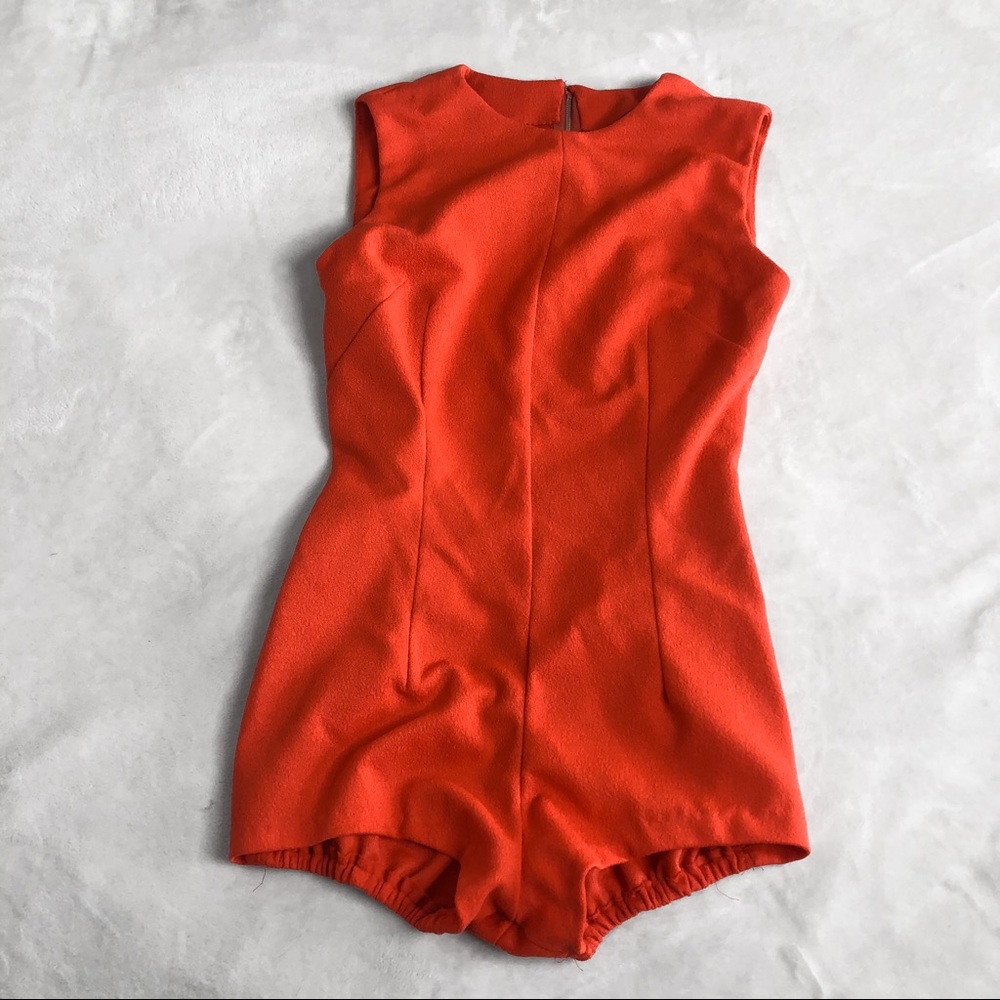 Vintage Orange Sleeveless Bodysuit Romper